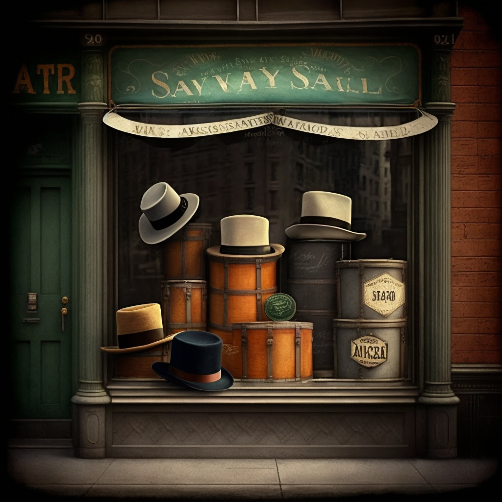 Vintage hat boxes, top hats, and bowler hats for sale